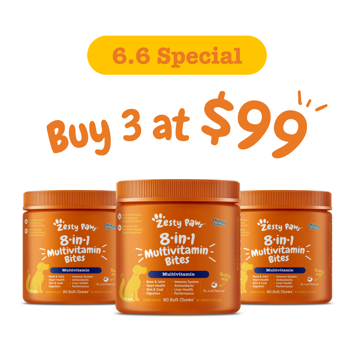 [6.6 Special] Zesty Paws Dog Bites (Buy 3 @ $99)