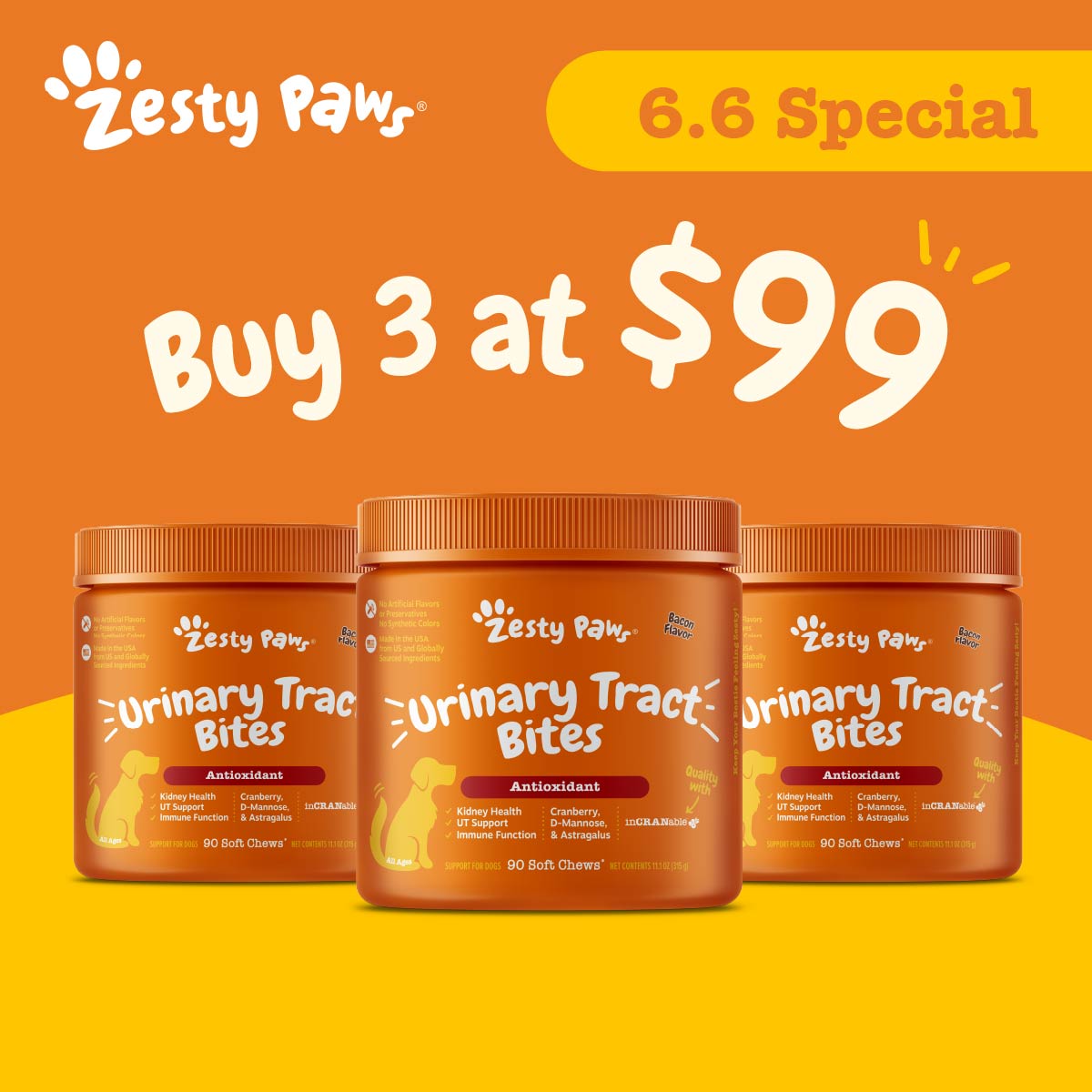 [6.6 Special] Zesty Paws Dog Bites (Buy 3 @ $99)